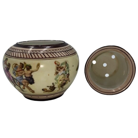 Vintage Ceramic Vase With Removable Insert European Style Intricate Classical Sc - Picture 4 of 8